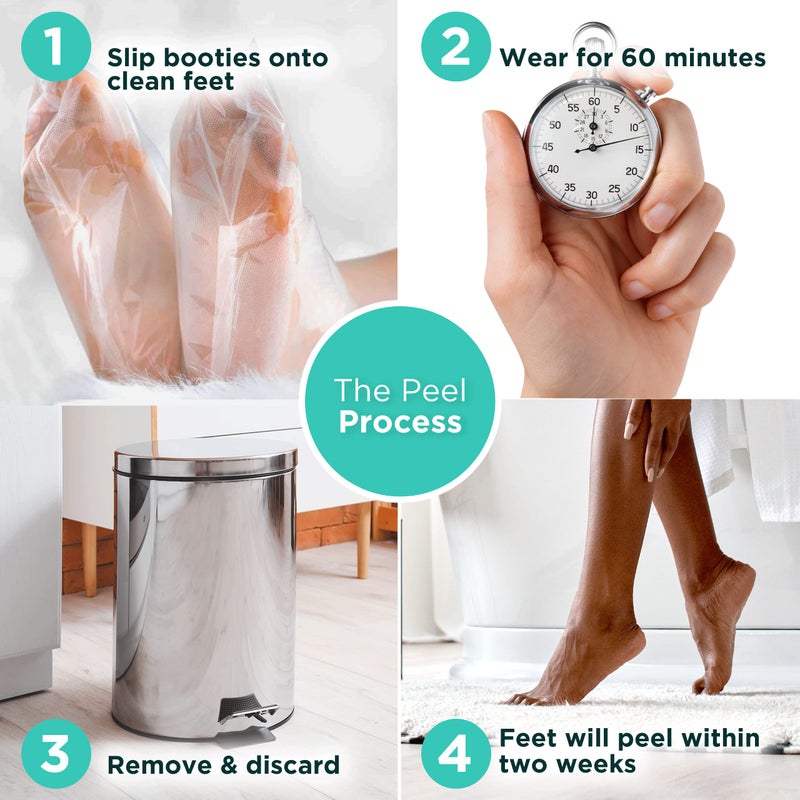 DERMORA Foot Peel Mask | Skin Exfoliating Foot Masks | Dry, Cracked Feet, Callus, Dead Skin Remover | Baby Soft Feet, Tea Tree Scent | Pack of 2 | Regular - Image 5